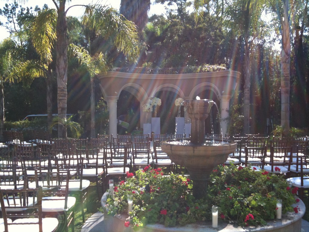 Guests sat around the fountain
