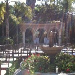 Guests sat around the fountain