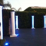 Patio columns with uplighting; color was much more defined as the evening grew darker