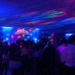 Uplighting, dance lighting, fog effect and an energetic crowd changes the feel of the room