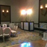 DJ booth with dance lights