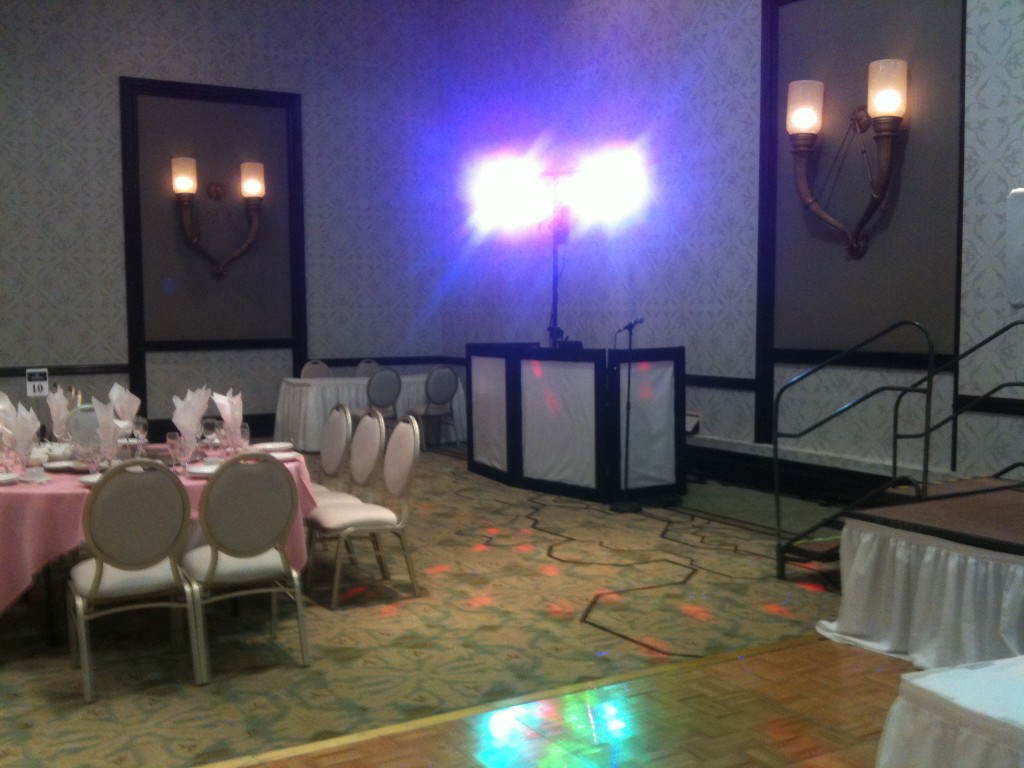 DJ booth with dance lights