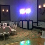 DJ booth with dance lights