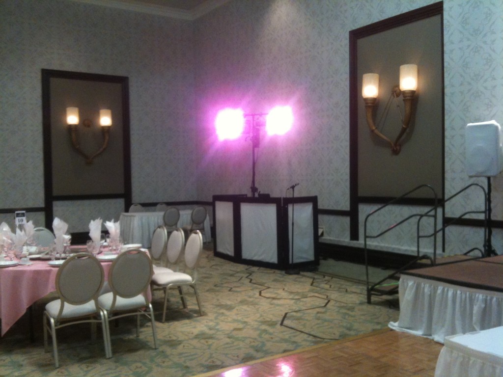 DJ booth with dance lights