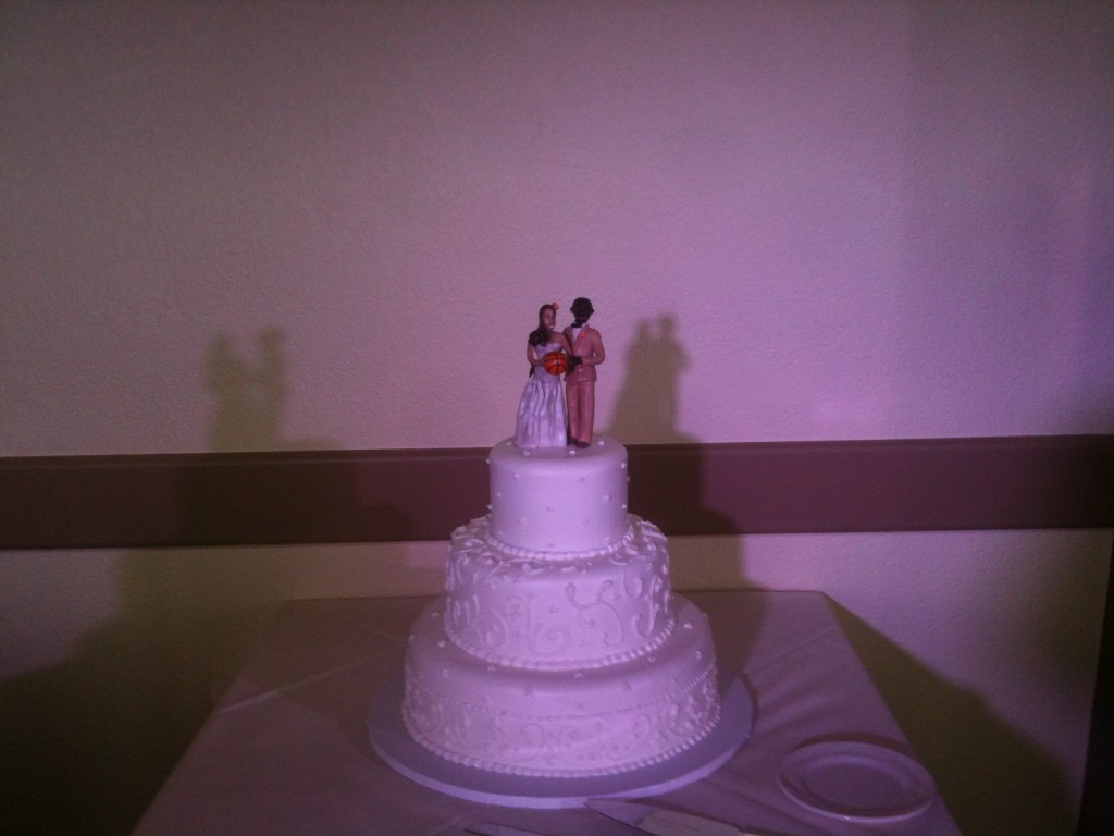 Cake with highlighting (actual lighting was a cool-white, but color was distorted by camera)